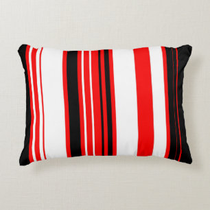 Red white and Black Stripes Accent Pillow