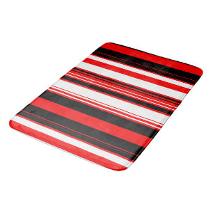 Red white and Black Stripes  Bath Mat