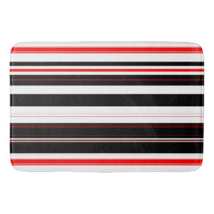 Red white and Black Stripes  Bath Mat