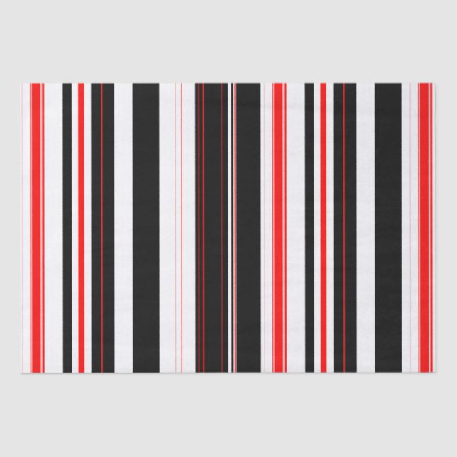 Red white and Black Stripes  Tissue Paper (Front)