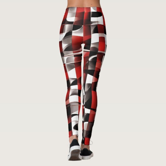 Red, White and Black Variation Checkered Leggings (Back)