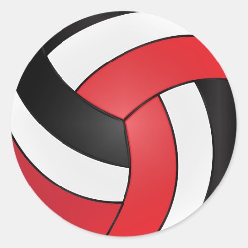 Red White and Black Volleyball Classic Round Sticker