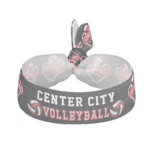 Red, White and Black 🏐 Volleyball Logo Elastic Hair Tie