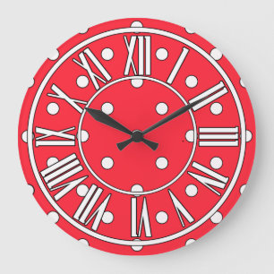 Red White and Black Wall Clock
