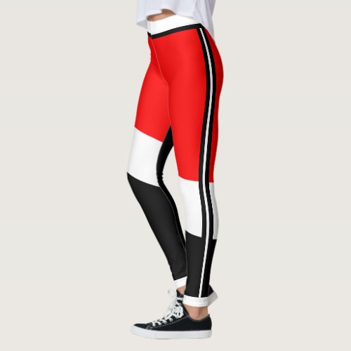 Red White and Black with Side stripe Leggings