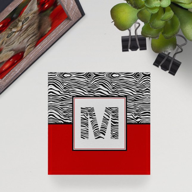 Red White and Black 🦓 Zebra Monogram  Paperweight (Red White and Black 🦓 Zebra Monogram Paperweight
)