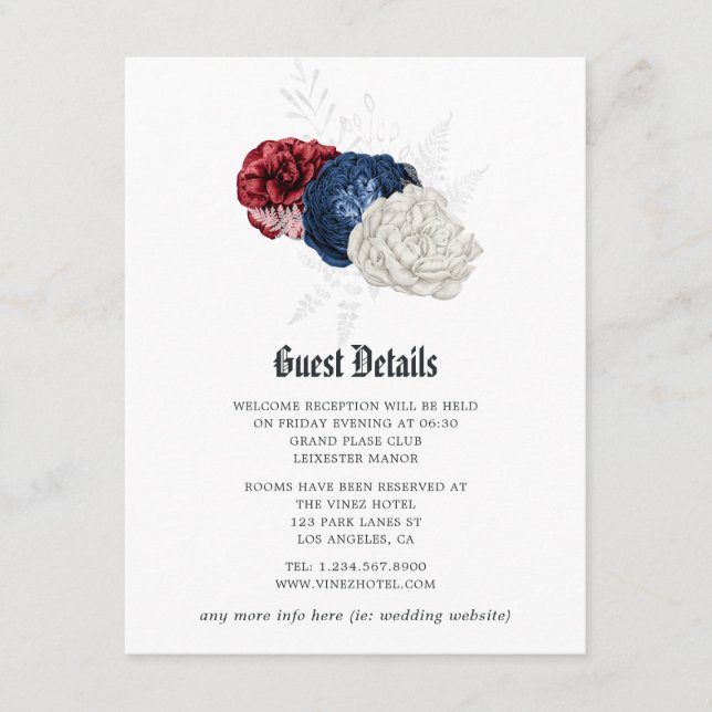 Red White and Blue 4th July Wedding Guest Details Enclosure Card (Front)