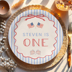 Red, White and Blue 4th of July Birthday Paper Plates