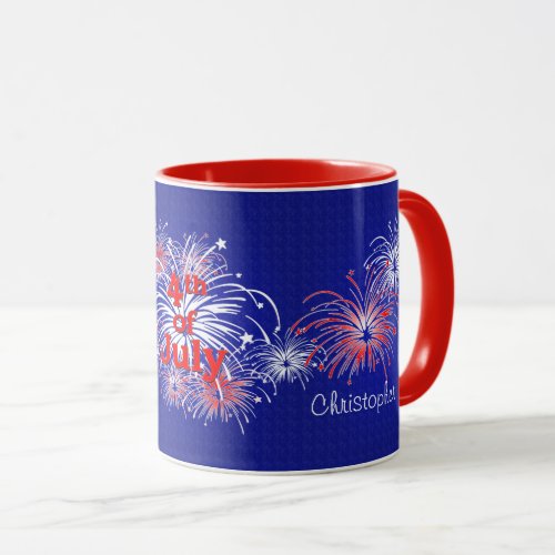 Red White and Blue 4th of July Fireworks Mug