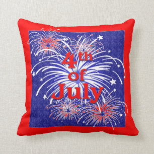 Red, White and Blue 4th of July Fireworks Throw Pillow