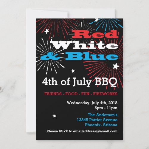 Red White and Blue 4th of July Invitation