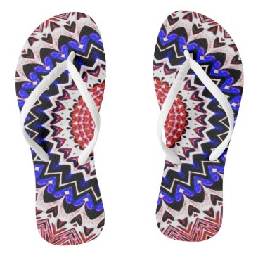Red White and Blue 4th of July Mandala Pattern Flip Flops Red White and Blue 4th of July Mandala Pattern Flip Flops