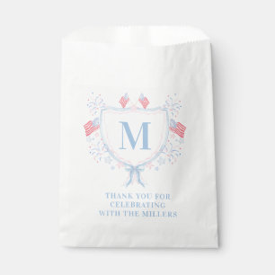 Red, White and Blue 4th of July Monogram Crest Favor Bag