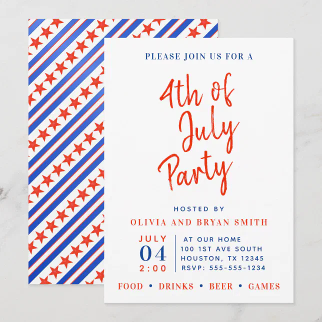 Red White and Blue 4th of July Party Invitation | Zazzle
