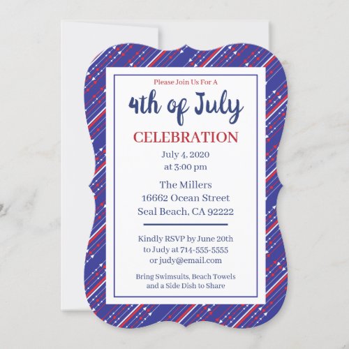 Red White and Blue 4th of July Party Invitation