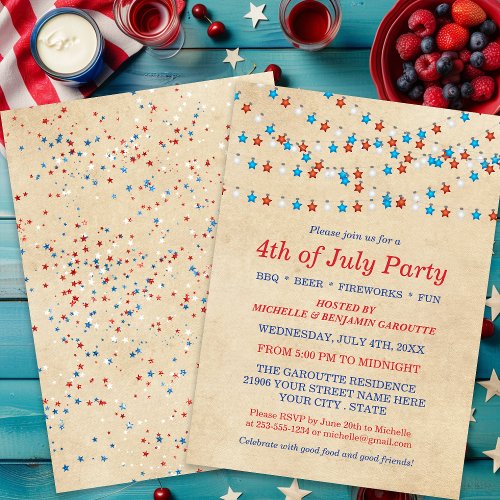 Red White and Blue 4th of July Party Invitation