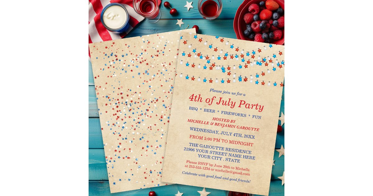 Red White and Blue 4th of July Party Invitation | Zazzle