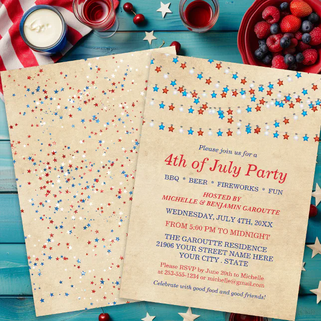 Red White and Blue 4th of July Party Invitation | Zazzle