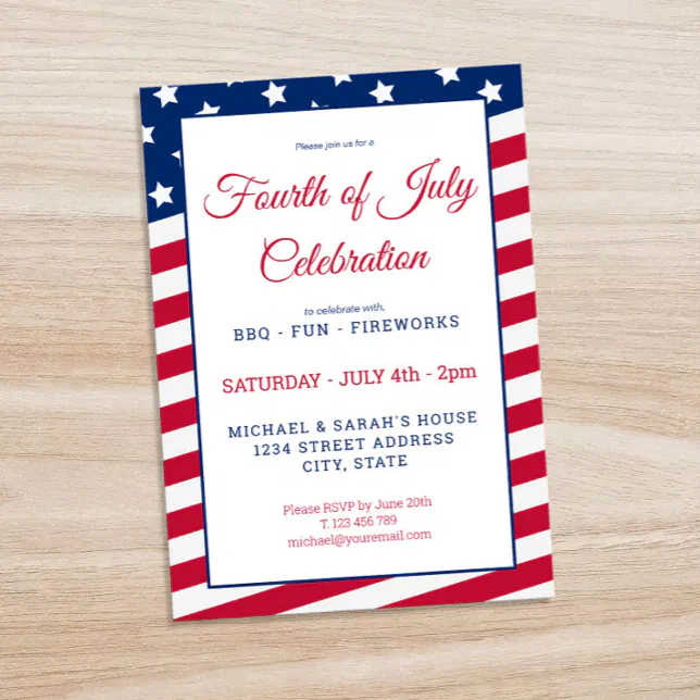 Red White and Blue 4th of July Party Invitation | Zazzle