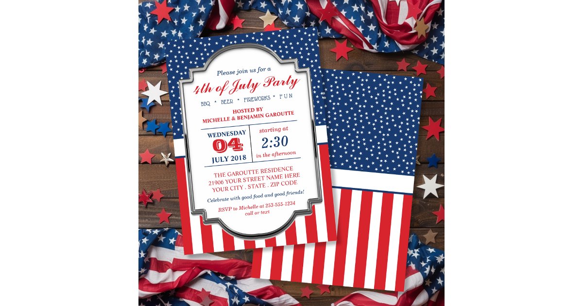 Red, White and Blue 4th of July Party Invitation | Zazzle