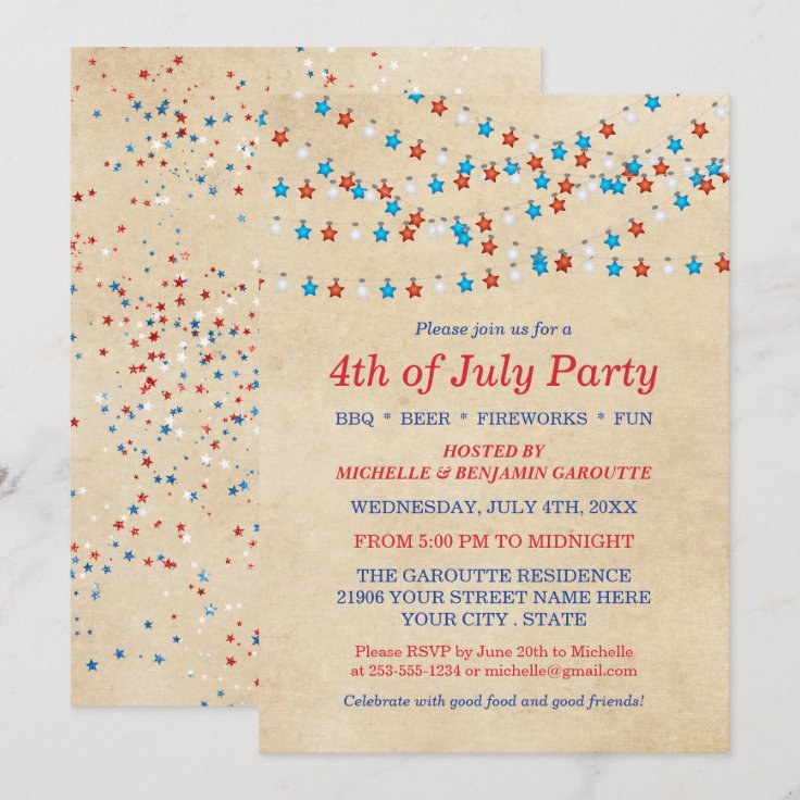 Red White and Blue 4th of July Party Invitation | Zazzle