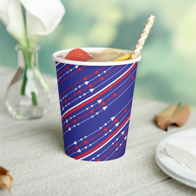 Red White and Blue 4th of July Party Paper Cups (Insitu)