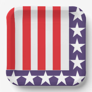 Red White and Blue 4th of July Party Paper Plates