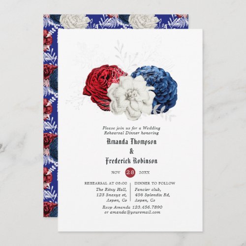 Red White and Blue 4th of July Rehearsal Dinner Invitation