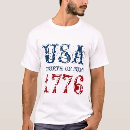 Red white and blue 4th of July t shirt  USA 1776