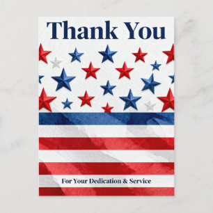 Red White and Blue 4th of July Thank You Holiday Postcard