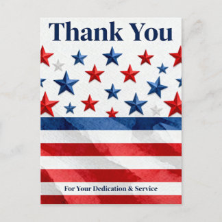Red White and Blue 4th of July Thank You Holiday Postcard
