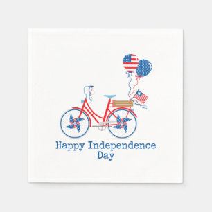 Red White and Blue 4th of July Whimsical Bicycle Napkins