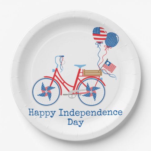 Red White and Blue 4th of July Whimsical Bicycle  Paper Plates