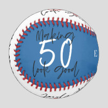 red, white and blue 50th birthday modern chic baseball