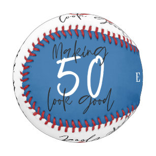 red, white and blue 50th birthday modern chic baseball