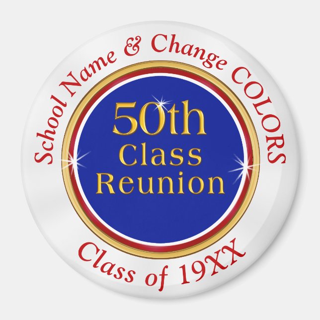 Red White and Blue, 50th Class Reunion Souvenirs Magnet (Front)