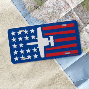 Red White and Blue A-10 Stars and Stripes License Plate