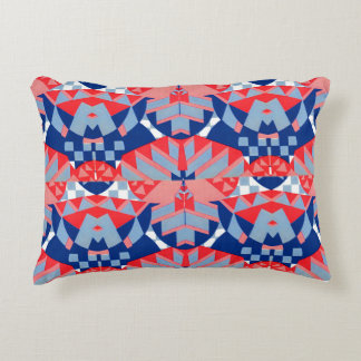 red white and blue abstract print #1 accent pillow