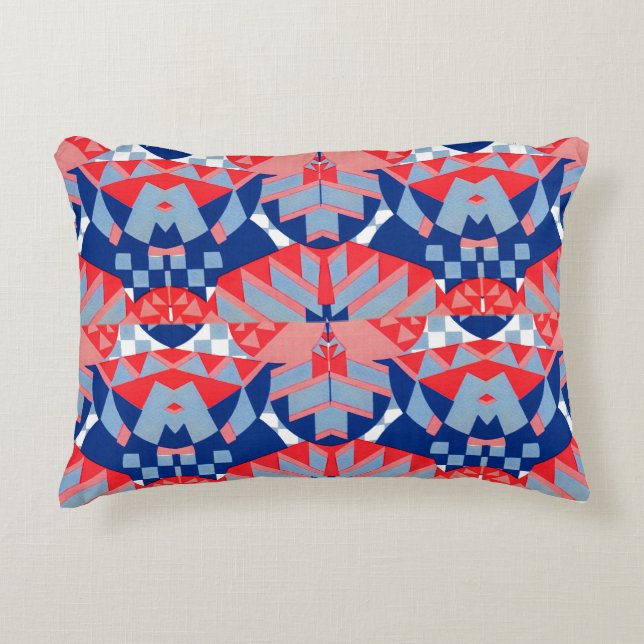 red white and blue abstract print #1 accent pillow (Front)