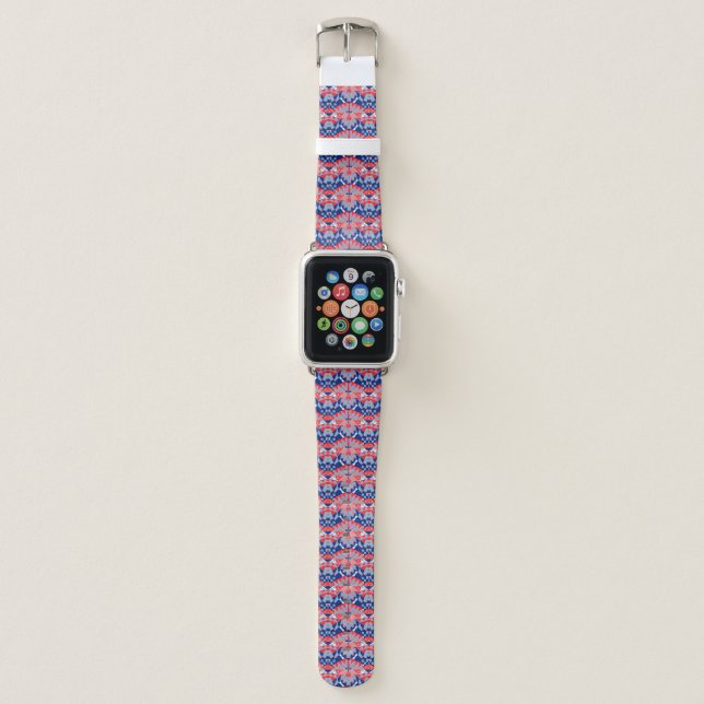 red white and blue abstract print #1 apple watch band (Front)