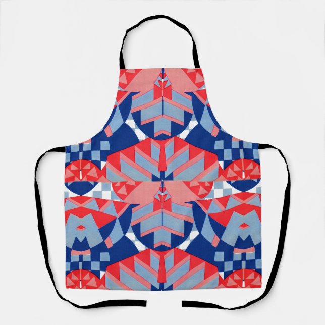 red white and blue abstract print #1 apron (Front)