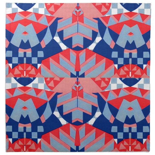red white and blue abstract print #1 cloth napkin (Front)
