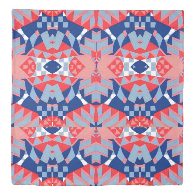 red white and blue abstract print #1 duvet cover (Front)