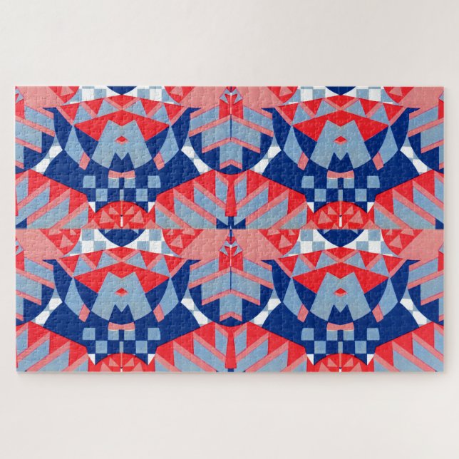 red white and blue abstract print #1 jigsaw puzzle (Horizontal)