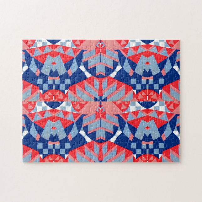 red white and blue abstract print #1 jigsaw puzzle (Horizontal)