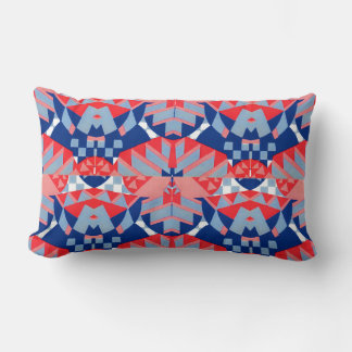 red white and blue abstract print #1 lumbar pillow