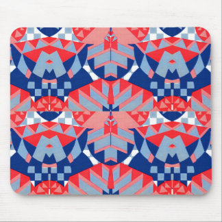red white and blue abstract print #1 mouse pad