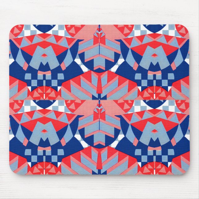 red white and blue abstract print #1 mouse pad (Front)