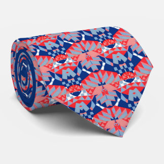 red white and blue abstract print #1 neck tie