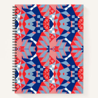 red white and blue abstract print #1 notebook